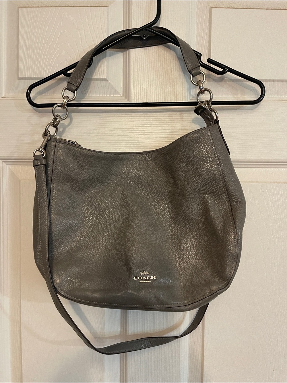 Coach Elle Leather Hobo Crossbody Bag in Gray